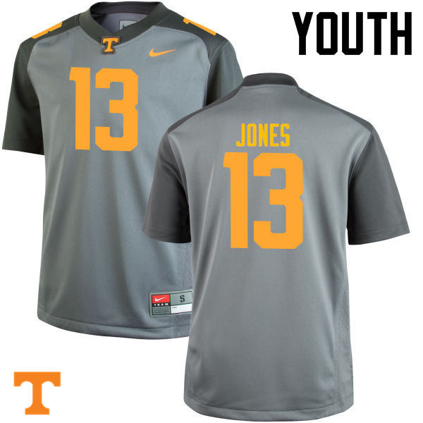 Youth #13 Sheriron Jones Tennessee Volunteers College Football Jerseys-Gray - Click Image to Close
